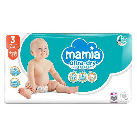 Mamia Ultra-dry Midi Nappies 56 Pack/Size 3